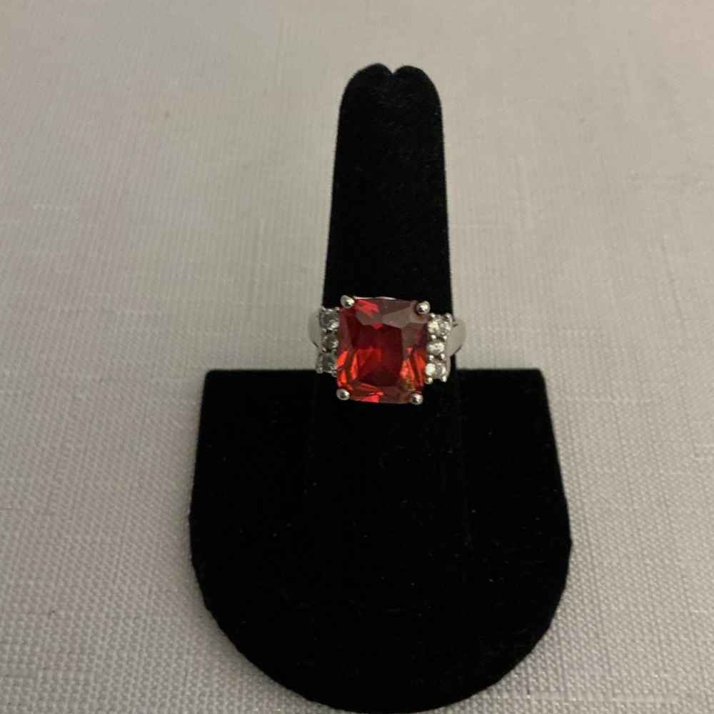 Orange Lab Created Sapphire Sterling Silver Ring